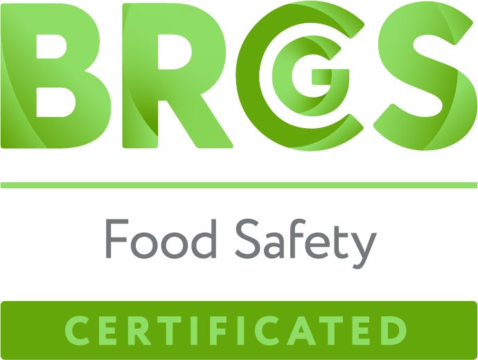 BRCGS Food Safety Logo reading BRCGS FOOD SAFETY CERTIFICATED